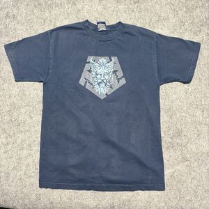 Vtg Y2K Tribal Gear Specialties T Shirt Green Man Skate Graffiti Distressed M